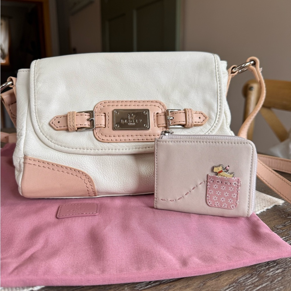 Radley London White and Pink Crossbody Bag with Wallet